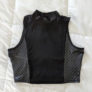 579 Faux Leather Perforated Black Cropped Top